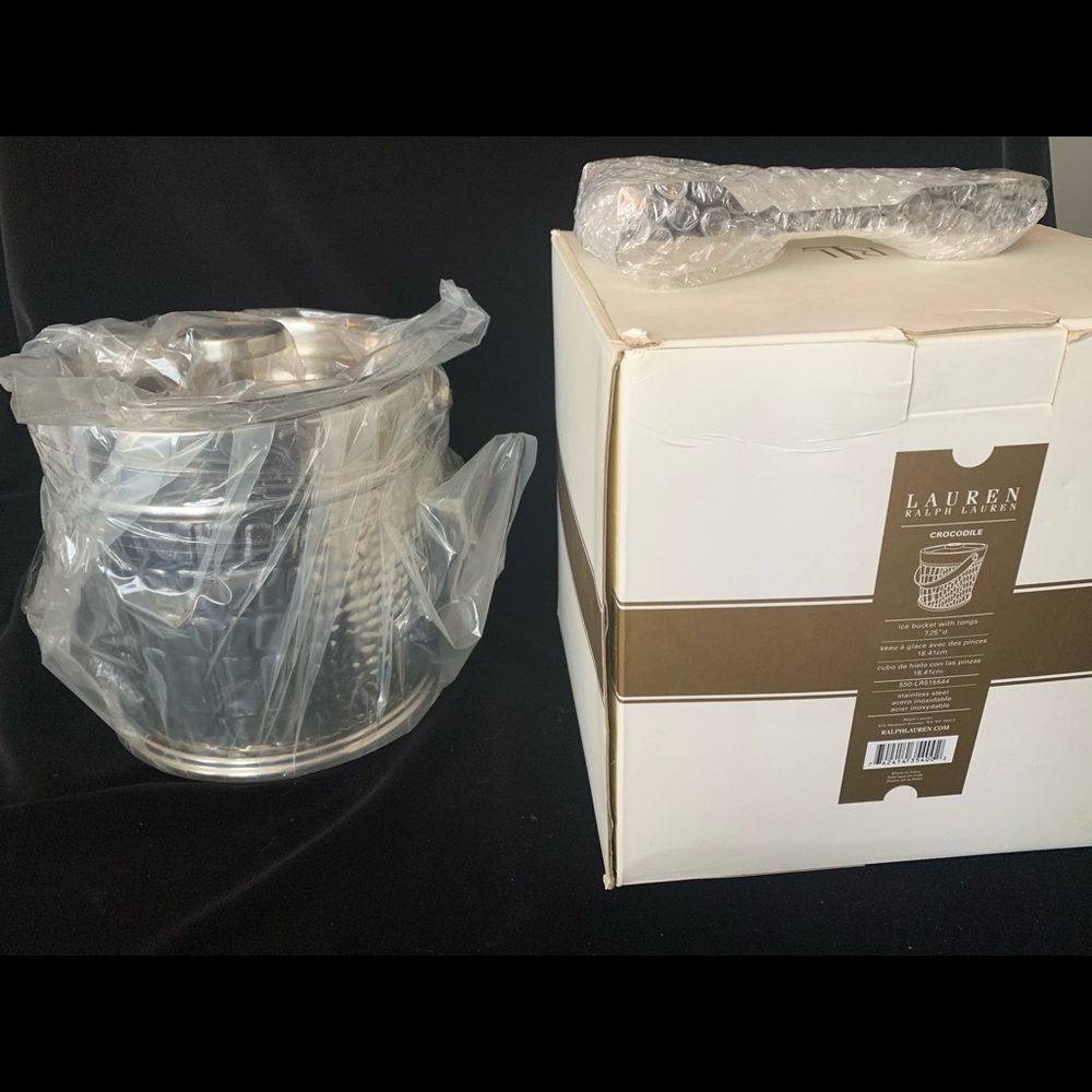 Ralph Lauren Crocodile Ice Bucket w/tongs